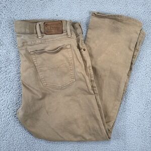 Polo Ralph Lauren Jeans Mens 38x30 Beige Tan Varick Slim Straight Khaki Denim